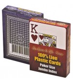 Poker karte Lion 100% plastic, jumbo index, modre